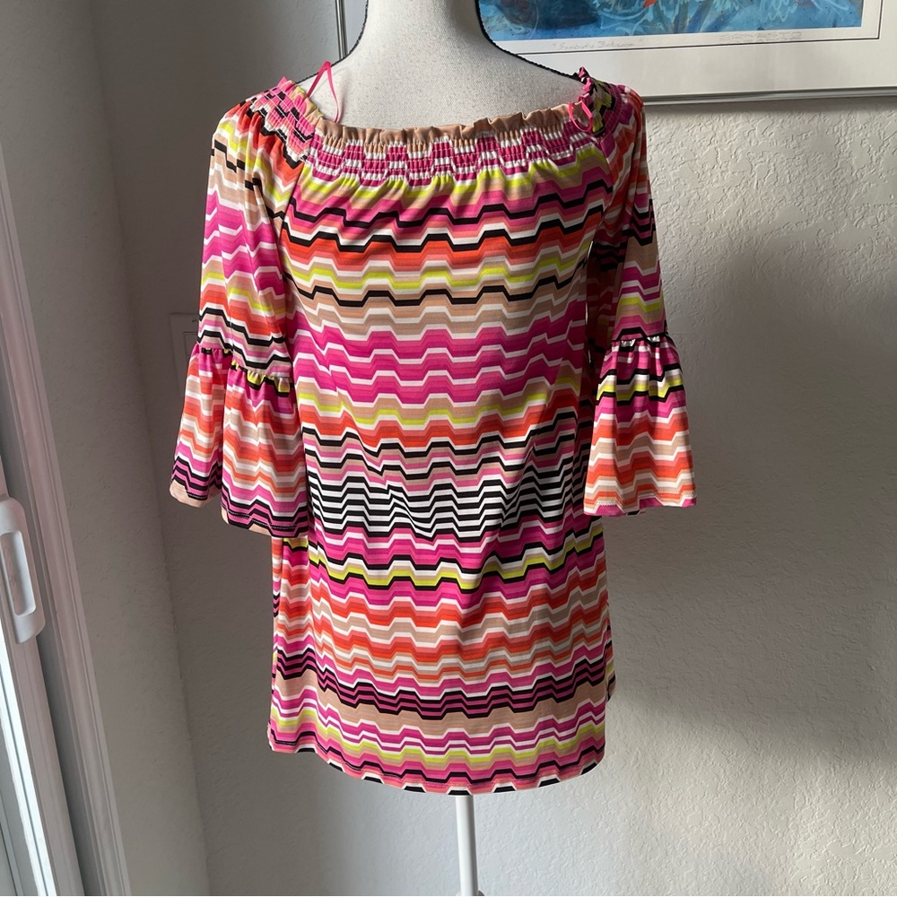 Trina Trina Turk chevron printed multicolor dress extra small XS - Picture 3 of 7